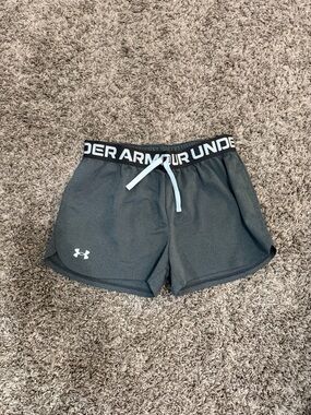 Under Armour Women's Charcoal Athletic Shorts with Branded Waistband